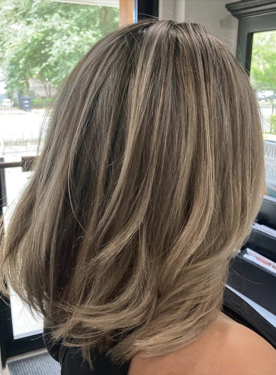 Blonde balayage with dimensional highlights